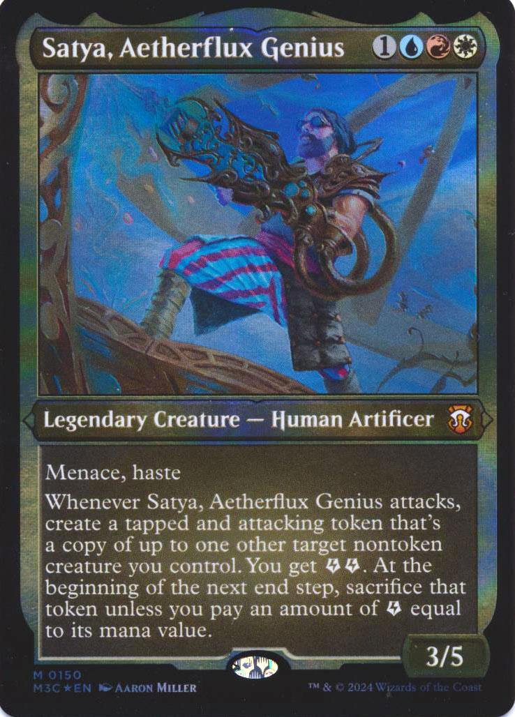 Satya, Aetherflux Genius (Display Commander) (Ripple Foil) [Modern Horizons 3 Commander]