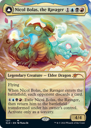Nicol Bolas, le dévastateur // Nicol Bolas, l'éveillé (Commandant de présentation) (Sans bordure) [Secret Lair : Du mignon au brutal]