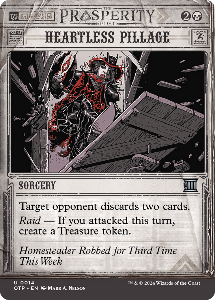 mtg prosperity post cards Heartless Pillage [Outlaws of Thunder Junction: Breaking News]
