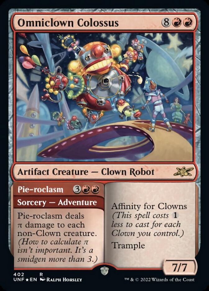 more than 7 cards mtg Omniclown Colossus // Pie-roclasm (Galaxy Foil) [Unfinity] New Friends for Ruhan